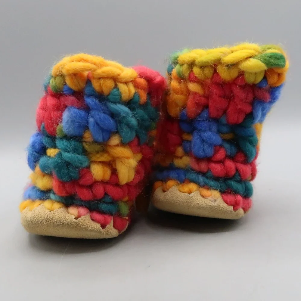 Padraig Cottage Handmade Wool Baby Slippers Age 1- 2.5 years  (5-6) Rainbow